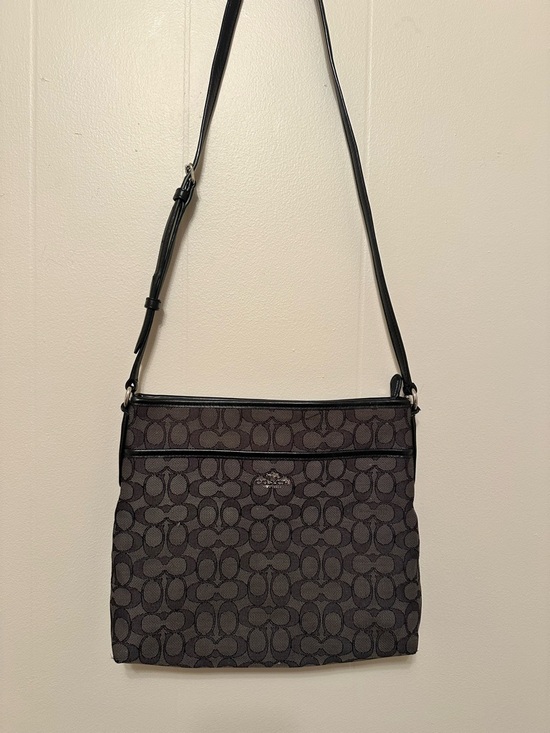 Coach Handbags - Coach Signature File Crossbody Bag - Black Smoke / Black Canvas F29210